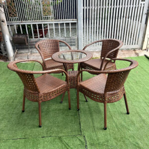 Bàn Ghế Cafe Nhựa Giả Mây 03
